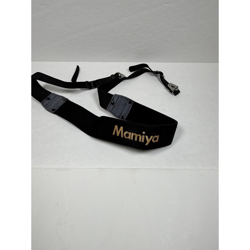 Mamiya Camera Neck Strap Black Nylon Gold Logo Metal Clips for M645 RB67 RZ67
